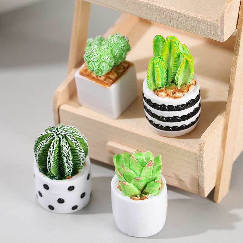 Cactus Mix Pot - 4 قطع/مجموعة من الحلي الصغيرة ذات