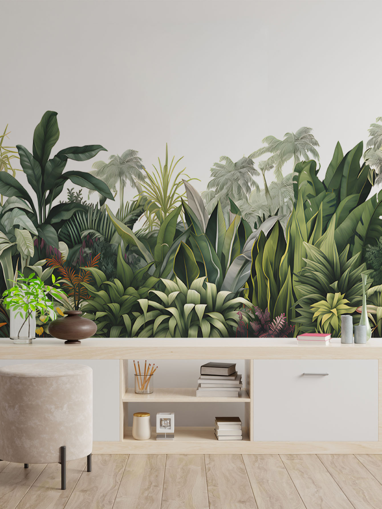 Monstera Thai Constellation - قطعتان من ملصقات الحائط للنباتات الخضراء